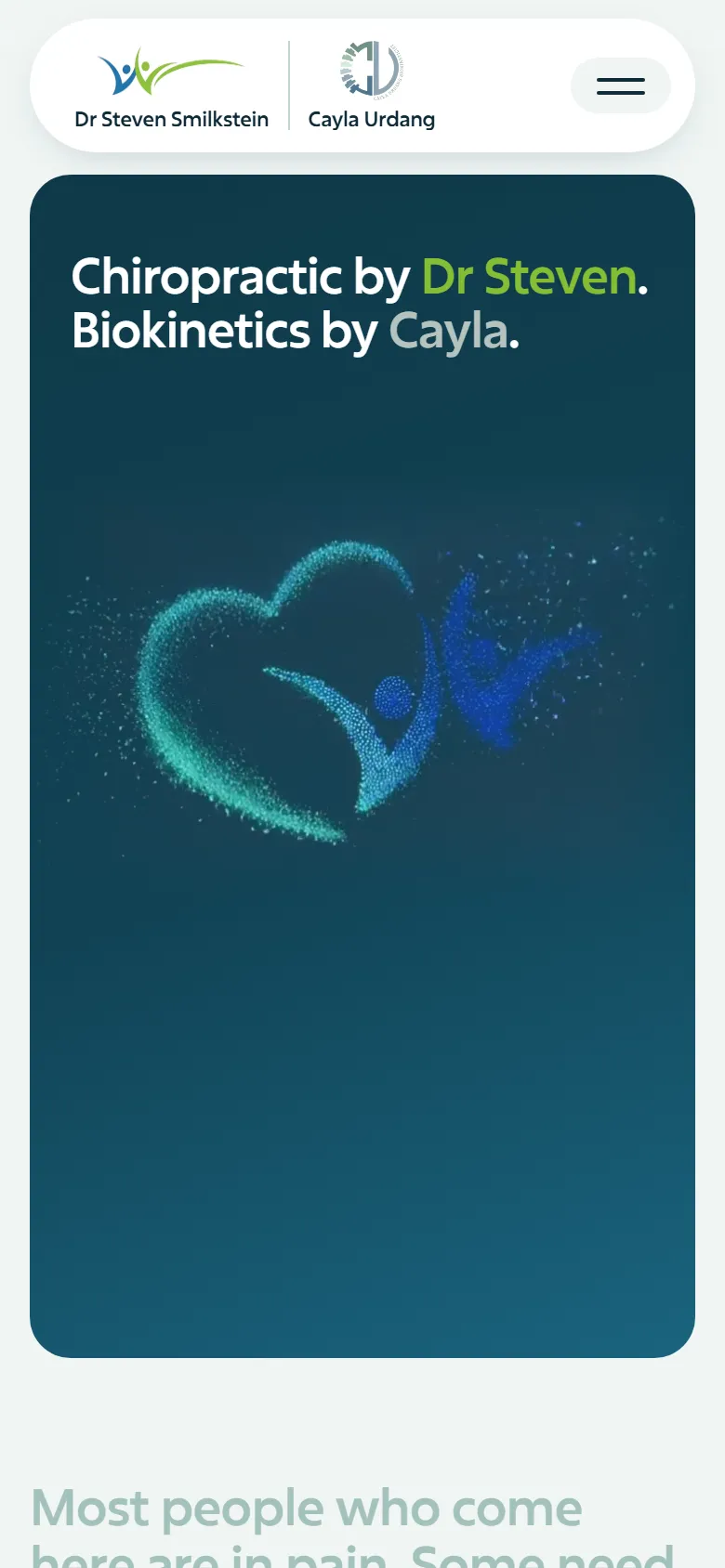 The Healing Company mobile homepage screenshot