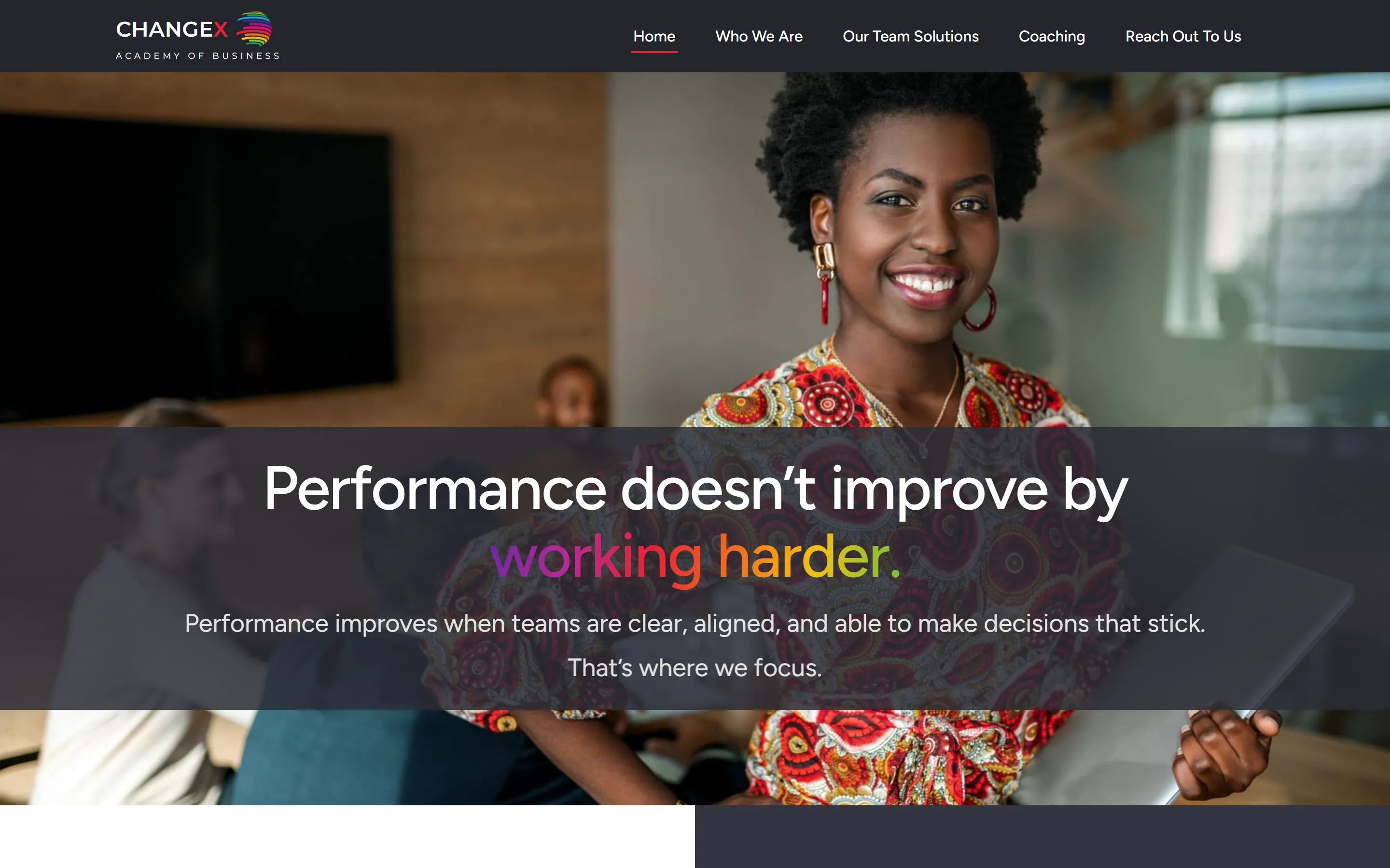Change_X Academy of Business desktop homepage screenshot