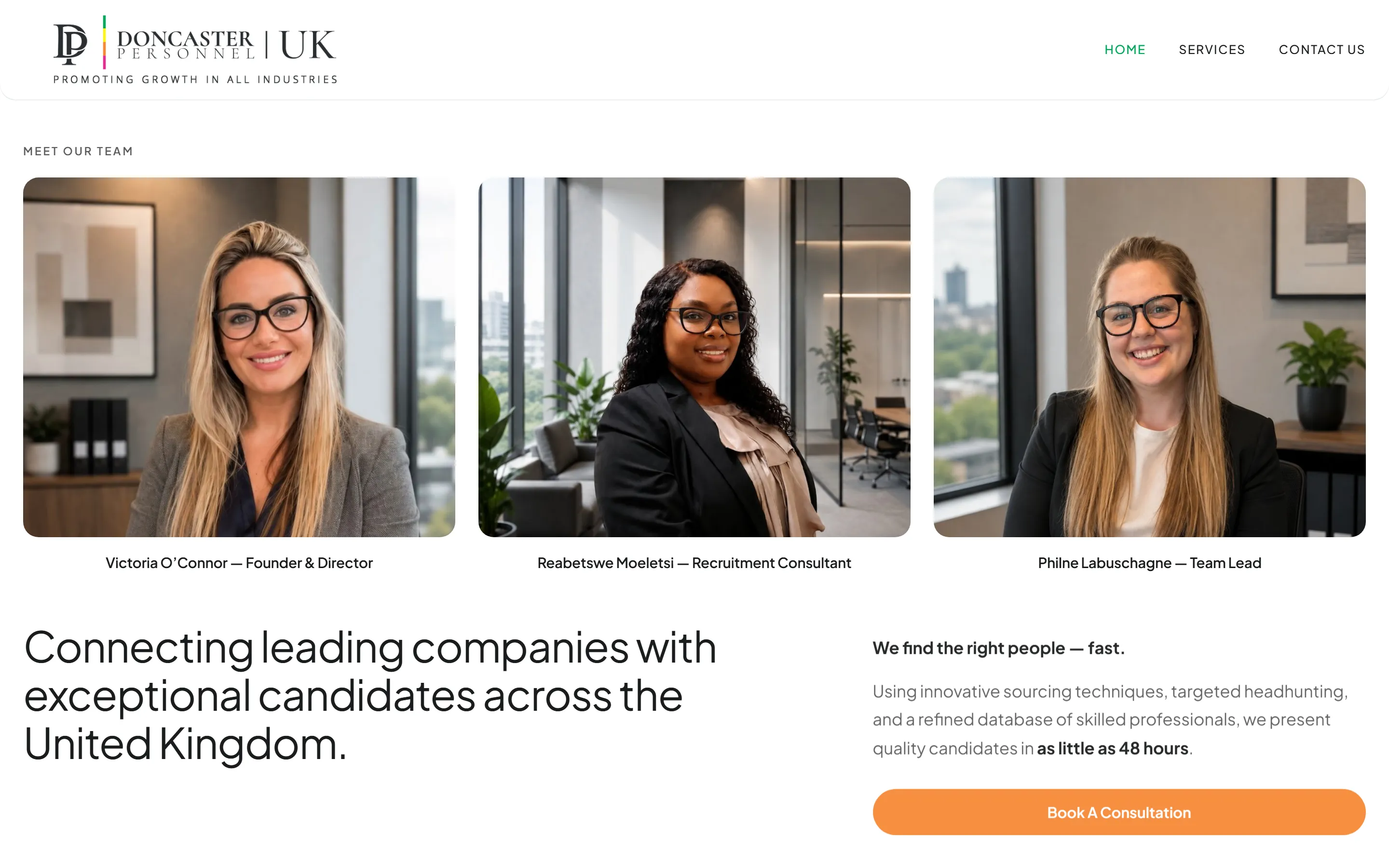 Doncaster Personnel UK desktop homepage screenshot